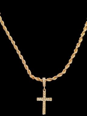 Rope Chain Cross Pendant Necklace